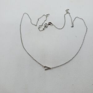 16" to 18" Sterling Silver V Necklace with Small Knot 925